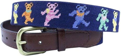 Dancing Bears Needlepoint Belt in Navy by Smathers & Branson in Saudi Arabia