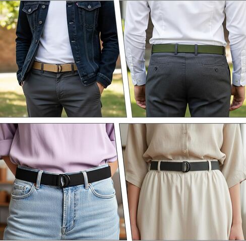 10Pcs Men Canvas Belt, Web Fabric Casual Belt with Black Double D-ring, 1.5'' Wide Double D Ring Belts in Saudi Arabia