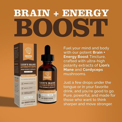 Lion’s Mane & Cordyceps Supplement – Brain & Energy Support – Focus, Memory, Clarity, Immunity – Vegan, Alcohol-Free Tincture – Up-to 2-Month Supply, 2 fl oz in Saudi Arabia