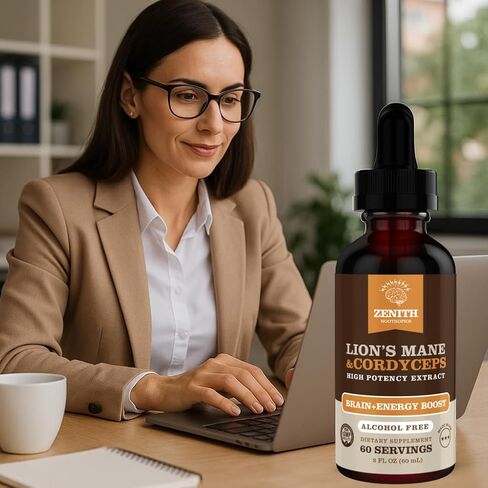 Lion’s Mane & Cordyceps Supplement – Brain & Energy Support – Focus, Memory, Clarity, Immunity – Vegan, Alcohol-Free Tincture – Up-to 2-Month Supply, 2 fl oz in Saudi Arabia