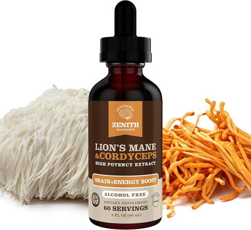 Lion’s Mane & Cordyceps Supplement – Brain & Energy Support – Focus, Memory, Clarity, Immunity – Vegan, Alcohol-Free Tincture – Up-to 2-Month Supply, 2 fl oz in Saudi Arabia
