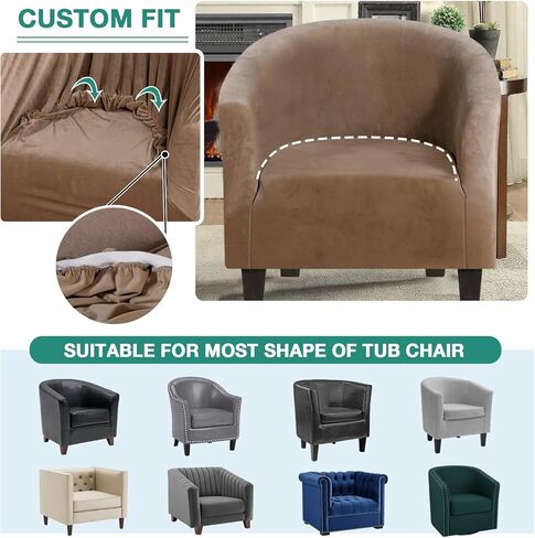 Velvet Stretchable Armchair Slipcover - Luxurious Plush Club Chair Covers for Wingback, Sofa & Living Room Furniture - Removable Washable Spandex Fabric Protector (Camel) in Saudi Arabia