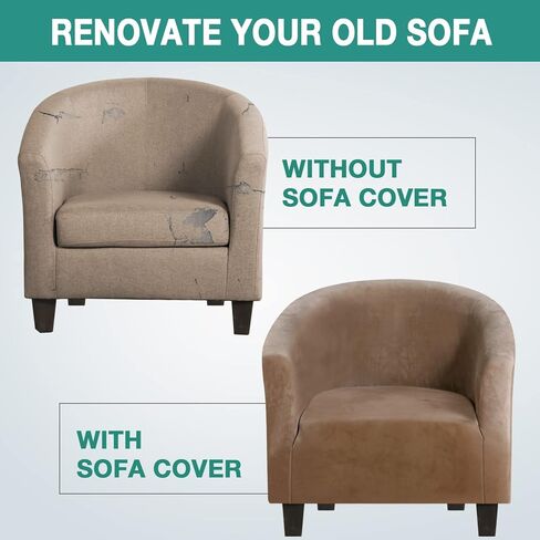 Velvet Stretchable Armchair Slipcover - Luxurious Plush Club Chair Covers for Wingback, Sofa & Living Room Furniture - Removable Washable Spandex Fabric Protector (Camel) in Saudi Arabia