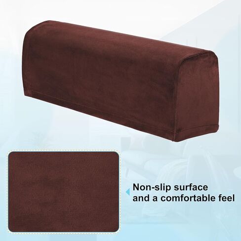 uxcell 2Pcs Stretch Armrest Covers, Polyester Soft Couch Armchair Cover Non-Slip Chair Arm Rest Slipcovers for Sofa Recliner Twist Pins, Coffee in Saudi Arabia
