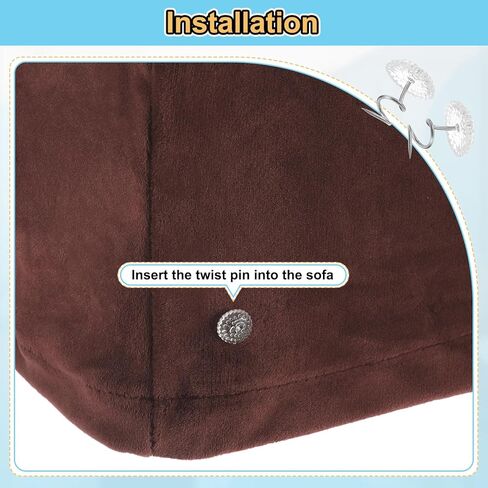 uxcell 2Pcs Stretch Armrest Covers, Polyester Soft Couch Armchair Cover Non-Slip Chair Arm Rest Slipcovers for Sofa Recliner Twist Pins, Coffee in Saudi Arabia