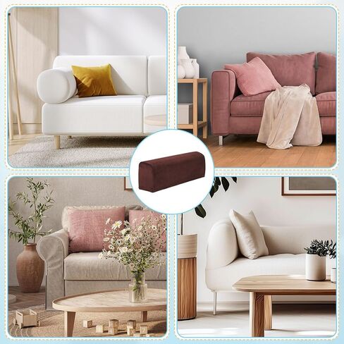uxcell 2Pcs Stretch Armrest Covers, Polyester Soft Couch Armchair Cover Non-Slip Chair Arm Rest Slipcovers for Sofa Recliner Twist Pins, Coffee in Saudi Arabia