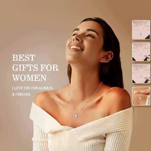 Moissanite Necklace For Women Jewelry, Prevent Pendant Slipping Beaded Planet Chain Design 925 Sterling Silver Necklace, Jewelry Gift for Anniversary, Birthday, Valentine’s Day in Saudi Arabia