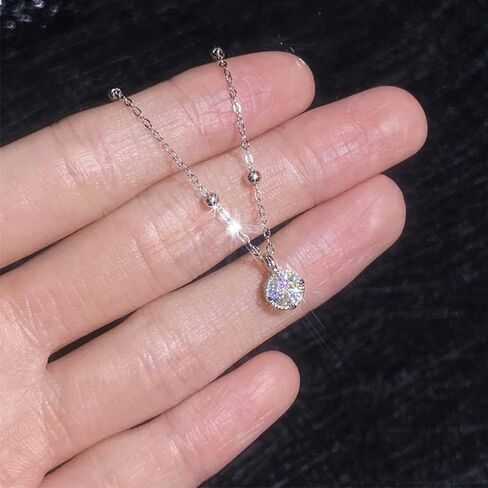 Moissanite Necklace For Women Jewelry, Prevent Pendant Slipping Beaded Planet Chain Design 925 Sterling Silver Necklace, Jewelry Gift for Anniversary, Birthday, Valentine’s Day in Saudi Arabia