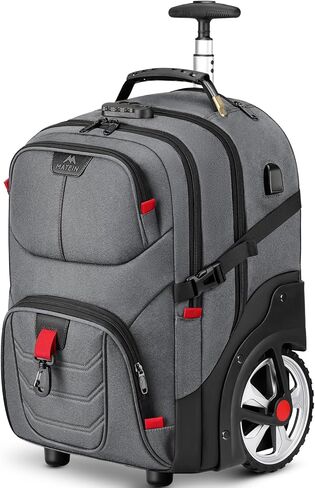 MATEIN Rolling Bag with Wheels, 17 Inch Extra Large Laptop Roller Backpack for Adults with Anti Theft Lock & USB Charging Port, Water Resistant Wheeled Bag Carry On Luggage for Teacher Work Travel Men in Kuwait