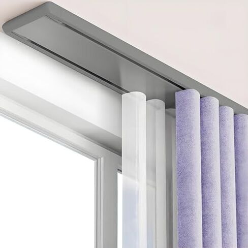 Heavy Duty Double Curtain Track System - Ceiling Mounted Drapery for Living Room, Bedroom, Hospital - Durable, Versatile, Easy Install Window Treatment Solution, 2.5m in Saudi Arabia