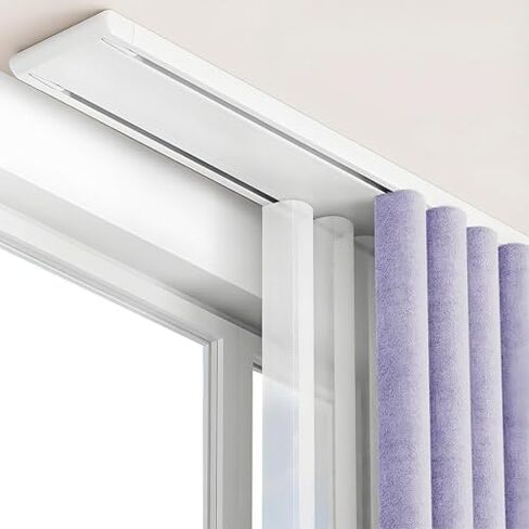 Heavy Duty Double Curtain Track System - Ceiling Mounted Drapery for Living Room, Bedroom, Hospital - Durable, Versatile, Easy Install Window Treatment Solution, 2.5m in Saudi Arabia