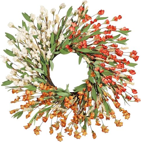 24 inch Fall Wreaths for Front Door Outside Fall Door Wreath Fall Decorations for Home Decor Autumn Wreath for Fall Front Porch Thanksgiving Harvest Halloween Farmhouse Outdoor Indoors Window Wall in Saudi Arabia