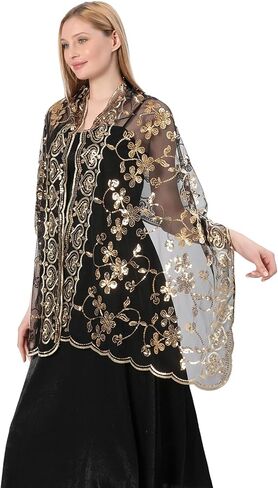 شال نسائي من الدانتيل الزهري - وشاح شبكي ناعم لحفلات الزفاف مع شرابات، غطاء زفاف خفيف الوزن للمساء in Kuwait