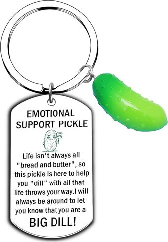 Emotional Support Pickle Keychain, Pickle Funny Gag Gifts for Friends Sister Teen Daughter, Inspirational Cucumber Pickle Charm, Christmas birthday Gifts in Kuwait