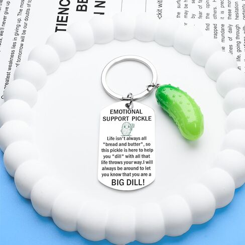 Emotional Support Pickle Keychain, Pickle Funny Gag Gifts for Friends Sister Teen Daughter, Inspirational Cucumber Pickle Charm, Christmas birthday Gifts in Kuwait