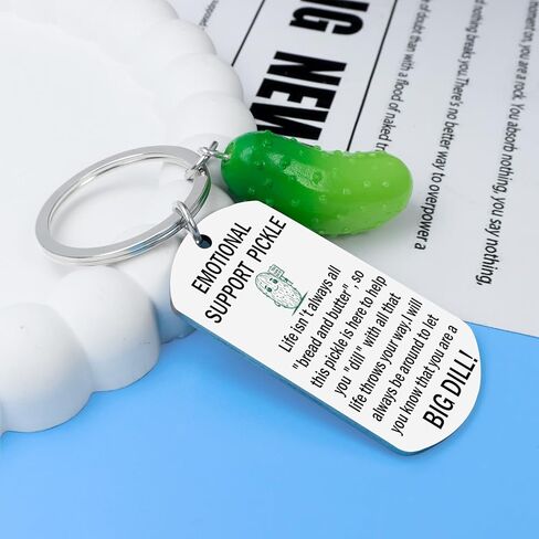 Emotional Support Pickle Keychain, Pickle Funny Gag Gifts for Friends Sister Teen Daughter, Inspirational Cucumber Pickle Charm, Christmas birthday Gifts in Kuwait