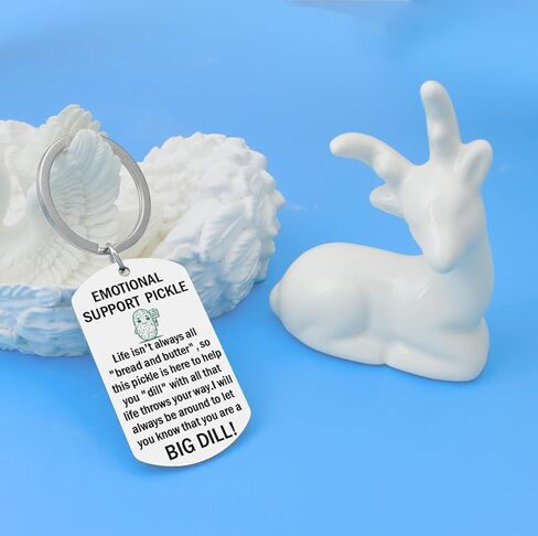 Emotional Support Pickle Keychain, Pickle Funny Gag Gifts for Friends Sister Teen Daughter, Inspirational Cucumber Pickle Charm, Christmas birthday Gifts in Kuwait