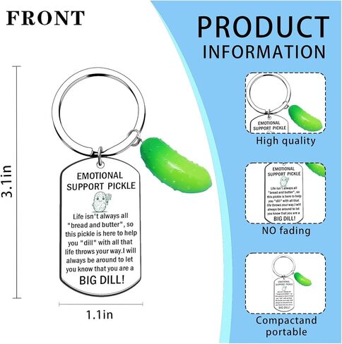 Emotional Support Pickle Keychain, Pickle Funny Gag Gifts for Friends Sister Teen Daughter, Inspirational Cucumber Pickle Charm, Christmas birthday Gifts in Kuwait
