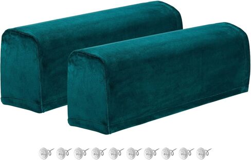 uxcell 2Pcs Stretch Armrest Covers, Polyester Soft Couch Armchair Cover Non-Slip Chair Arm Rest Slipcovers for Sofa Recliner Twist Pins, Coffee in Saudi Arabia