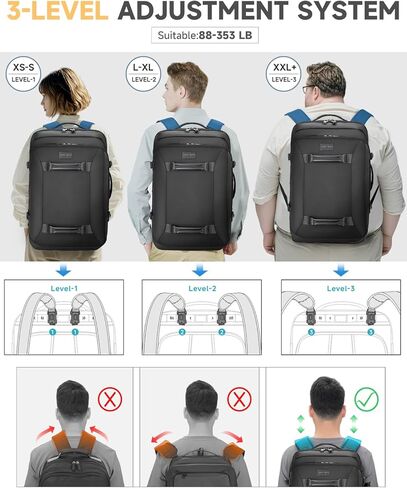 Backpack with wheels,Rolling laptop backpack with 2 Packing Cubes,Water-Resistant,Wheeled backpack Suitcase for Men Adults to Travel, Commuting,Black in Saudi Arabia