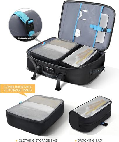 Backpack with wheels,Rolling laptop backpack with 2 Packing Cubes,Water-Resistant,Wheeled backpack Suitcase for Men Adults to Travel, Commuting,Black in Saudi Arabia