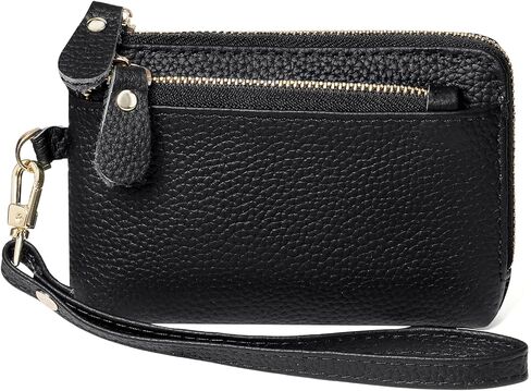 SENDEFN Women's Small Wristlet Coin Pouch Genuine Leather 3 Zippers Purse with Keychain in Saudi Arabia