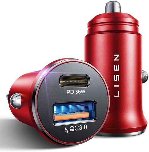شاحن سيارة iPhone 16 ، 54W محول شاحن السيارات السريع فائق ، محول Lisen Metal Scareette Lighter ، Port 12V USB C Charger Plug for iPhone 16 15 14 13 12 Pro Max ، Samsung Galaxy S25 Ultra/Plus in Kuwait