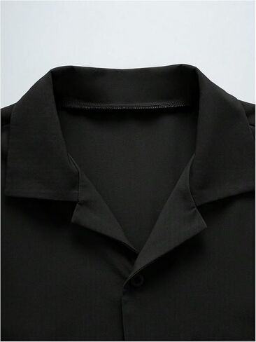 Men's Button Down Shirts Short Sleeve Lapel Collared V Neck Casual Summer Tops in Saudi Arabia