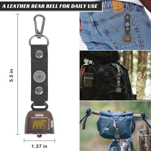2 أجراس الدب بصوت عال مع كاتم الصوت المغناطيسي ، حزام زر الجلود ، carabiner لرادع الدب ، المتجولون تروس التخييم جرس الدب للبقاء ، المشي لمسافات طويلة ، ركوب الدراجات ، الصيد ، التسلق in Kuwait