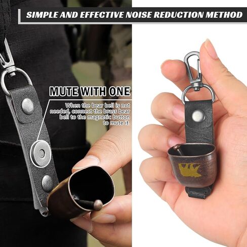 2 أجراس الدب بصوت عال مع كاتم الصوت المغناطيسي ، حزام زر الجلود ، carabiner لرادع الدب ، المتجولون تروس التخييم جرس الدب للبقاء ، المشي لمسافات طويلة ، ركوب الدراجات ، الصيد ، التسلق in Kuwait