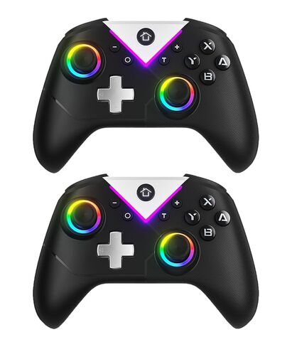 Dinosoo 2 Pack RGB Wireless PC Switch Controller for Switch Lite OLED/PC Steam/Android, Bluetooth Controller with Hall Effect Joysticks/Back Buttons, No Stick Drift, No Dead Zone, Includes USB Adapter in Saudi Arabia