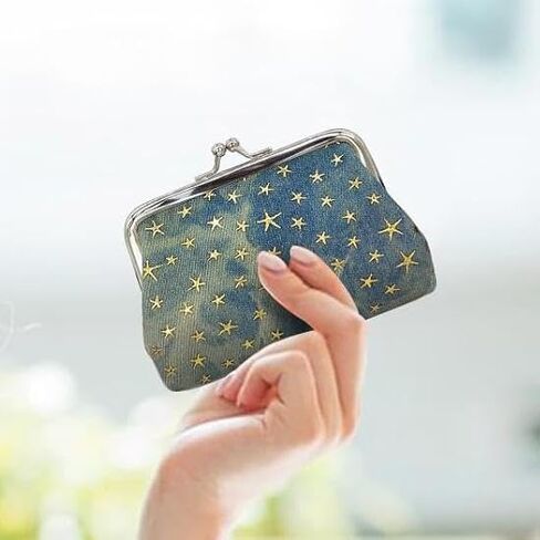 2Pcs Coin Purse, Denim Coin Pouch for Women, Fashionable Change Purse with Kiss-Lock, Lightweight Mini Coin Wallet for Change, Cards, Keys, Receipts(Style 2) in Saudi Arabia