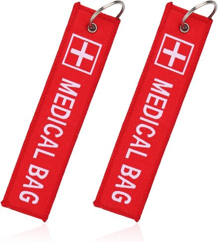 2pcs Medical Alert Tags for Bag, Double-Sided Medical Equipment Luggage Tag Durable Red Keychain for Backpack Luggage in Saudi Arabia