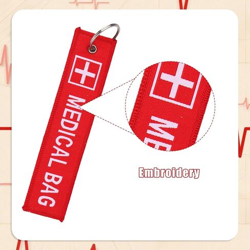 2pcs Medical Alert Tags for Bag, Double-Sided Medical Equipment Luggage Tag Durable Red Keychain for Backpack Luggage in Saudi Arabia