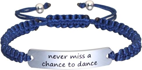 Meiba Dancer Gift Braided Rope ID Bracelet Engraved Never Miss a Chance to Dance Adjustable Bracelet Gift for Dance Teacher in Kuwait