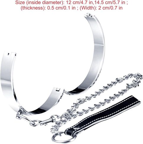Trendy Choker Alloy Necklace - Polished Stainless Steel Chunky O Ring Collar Jewelry with Chain Leash for Women & Men in Saudi Arabia