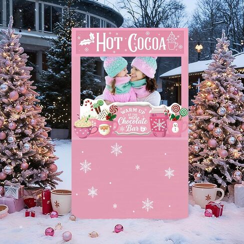 Hot Chocolate Bar Decor Sign Bar Supplies 4 x 2.3 ft Cardboard Cutouts Photo Booth Props Hot Chocolate Stand Background Party Decorations for Christmas Winter Holiday New Year Decorations in Saudi Arabia