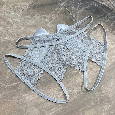Women's Sexy Lace Thong, Bow Detail, Breathable Hipster Panties, Sheer Mesh for Intimate Occasions, Valentine's Gift Underwear Black in Saudi Arabia