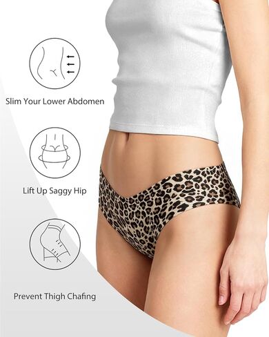 6-Pack Women Animal Printed Seamless Low Rise Breathable Thong Underwear, Ice Silk Design No Show Panties in Saudi Arabia