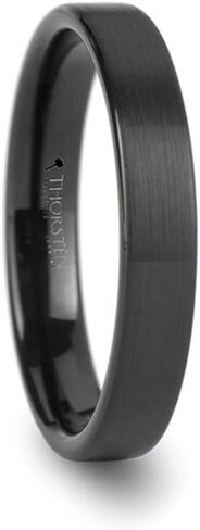 Mens Tungsten Carbide Flat Black Wedding Ring - Brushed Finish Comfort Fit - 2mm 4mm 6mm 7mm 8mm 10mm 12mm Wide - Style name: SAN ANTONIO in Saudi Arabia