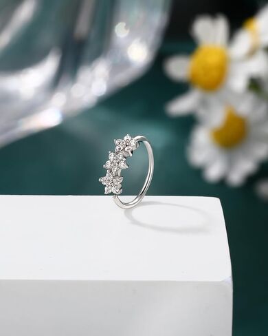 COCHARM 20G 925 فضة استرليني صغيرة رقيقة الأنف الدائري للنساء، فضي 7 مم - 8 مم قابل للتعديل نصف هوب ثقب الأنف مجوهرات in Kuwait