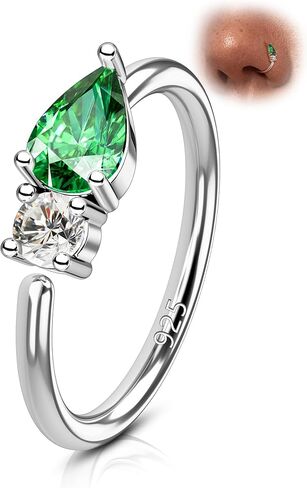 COCHARM 20G 925 فضة استرليني صغيرة رقيقة الأنف الدائري للنساء، فضي 7 مم - 8 مم قابل للتعديل نصف هوب ثقب الأنف مجوهرات in Kuwait