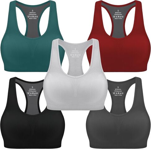 MIRITY Women Racerback Sports Bras - High Impact Workout Gym Activewear Bra Pack of 5 in Saudi Arabia
