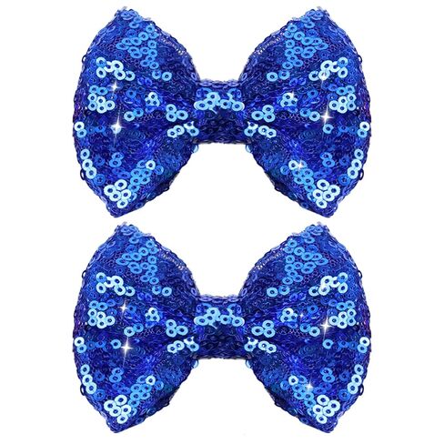 4th of July Stripes Hair Clips Cheer Sequin Bows Hair Clips Glitter Girls Big Bows Red Blue Alligator Clips Independence Day Hair Accessories for Little Girls Toddler Kids in Kuwait