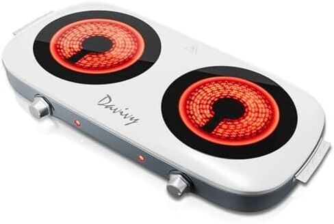 Davivy Electric Hot Plate,Electric Ceramic Plate,Portable Infrared Electric Stove with Adjustable Temperature, 7inch Countertop for Home/Camp for All Cookwares (Double) in Kuwait