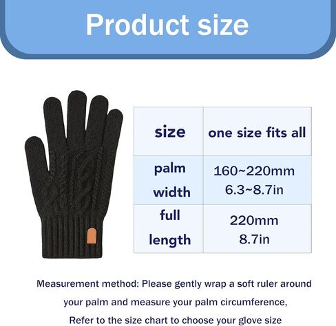 Cold Weather Gloves for Women Men – Warm Touch Screen Elastic Thermal Knit Black Gloves for Automotive Exterior Door Handles Running Cycling in Saudi Arabia