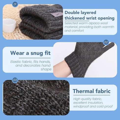 Cold Weather Gloves for Women Men – Warm Touch Screen Elastic Thermal Knit Black Gloves for Automotive Exterior Door Handles Running Cycling in Saudi Arabia