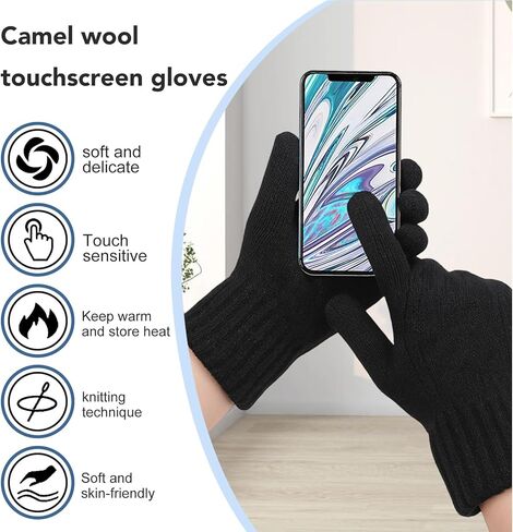 Cold Weather Gloves for Women Men – Warm Touch Screen Elastic Thermal Knit Black Gloves for Automotive Exterior Door Handles Running Cycling in Saudi Arabia