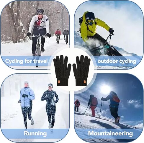Cold Weather Gloves for Women Men – Warm Touch Screen Elastic Thermal Knit Black Gloves for Automotive Exterior Door Handles Running Cycling in Saudi Arabia