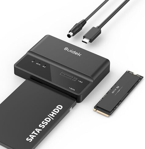 NVMe M.2 to SATA Adapter, USB 10 Gbps Hard Drive Reader Tool Free PCIe NVMe, SATA and IDE Adapter, Converter Supports M Key Any Sizes M.2 SSD, 2.5/3.5 SATA SSD HDD and 3.5 IDE HDD in Kuwait